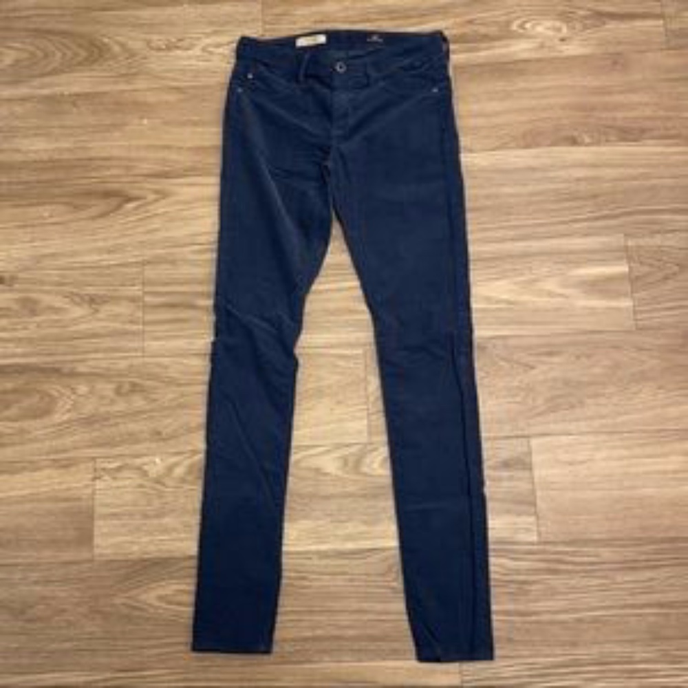 AG Adriano Goldschmied Navy The Stevie Ankle Slim Low Rise Corduroy Skinny Jeans